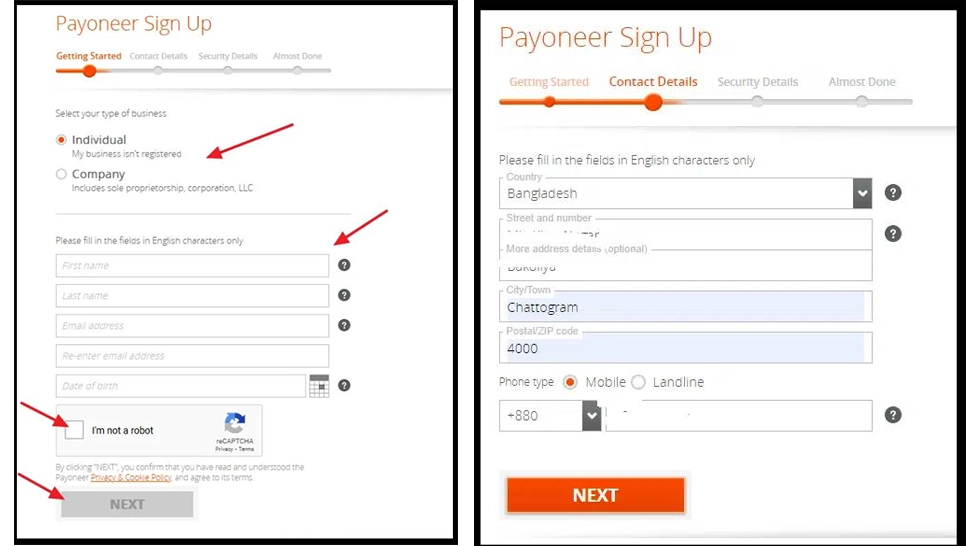 Payoneer Sign Up