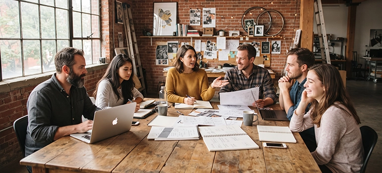 Professional business team discussing a strategy